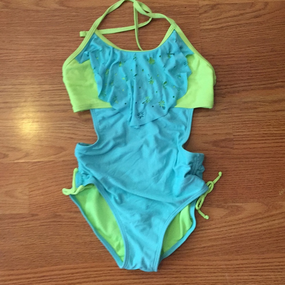 Justice Florescent girls bathing suit Sz 8 - Picture 5 of 6